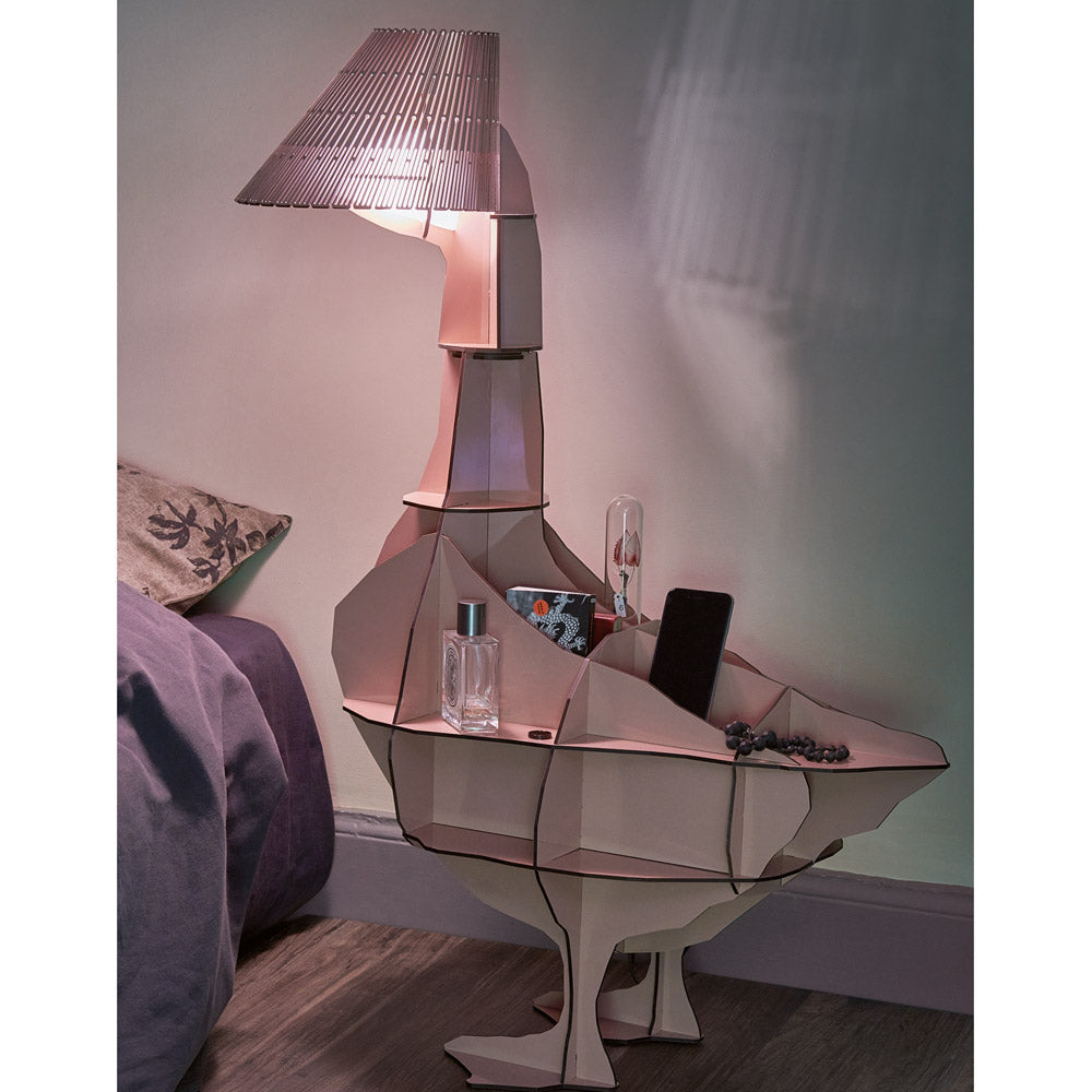 IBRIDE JUNON Illuminated Goose Bedside Table | Pink