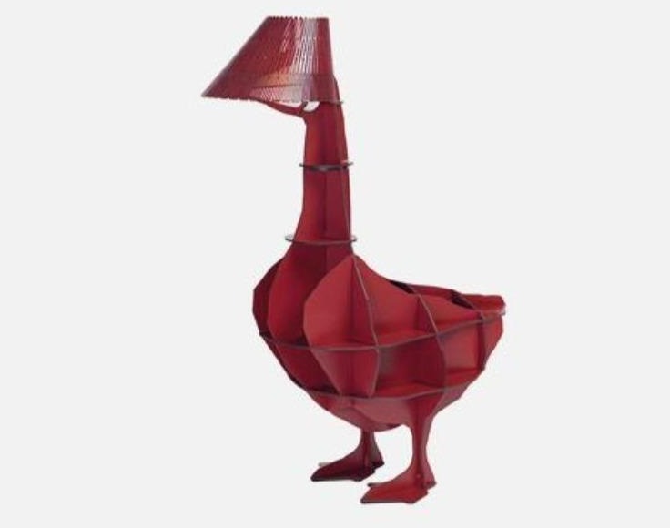 IBRIDE JUNON Illuminated Goose Bedside Table | Red
