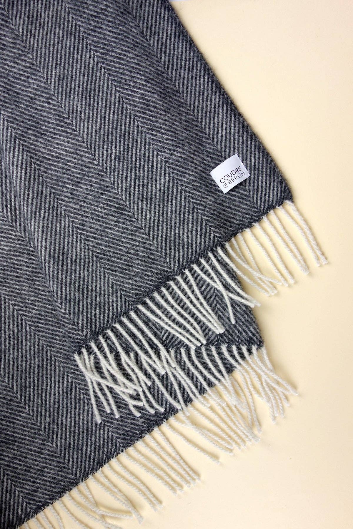 Herringbone Wool Throw | Anthracite