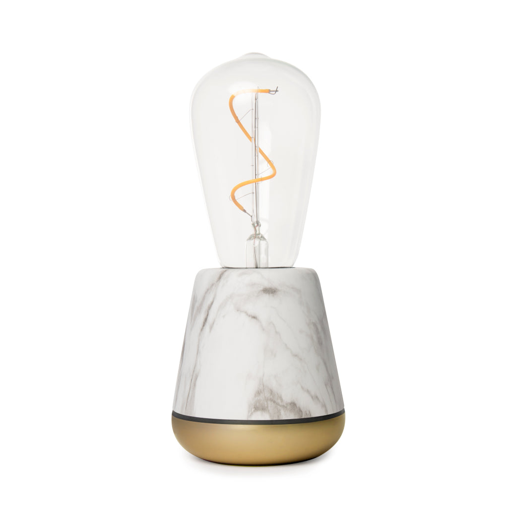 Humble ONE Cordless Table Lamp | White Marble Satin Brass
