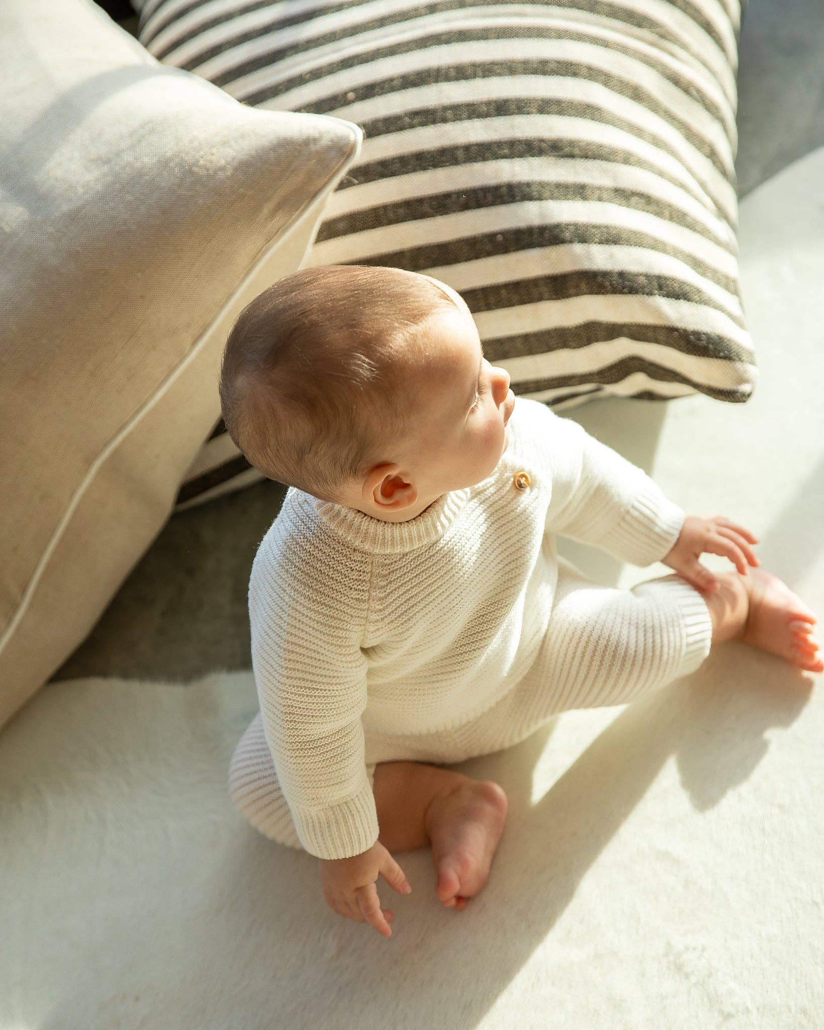 Frank Giant Linen Cushion | Coffee & Cream