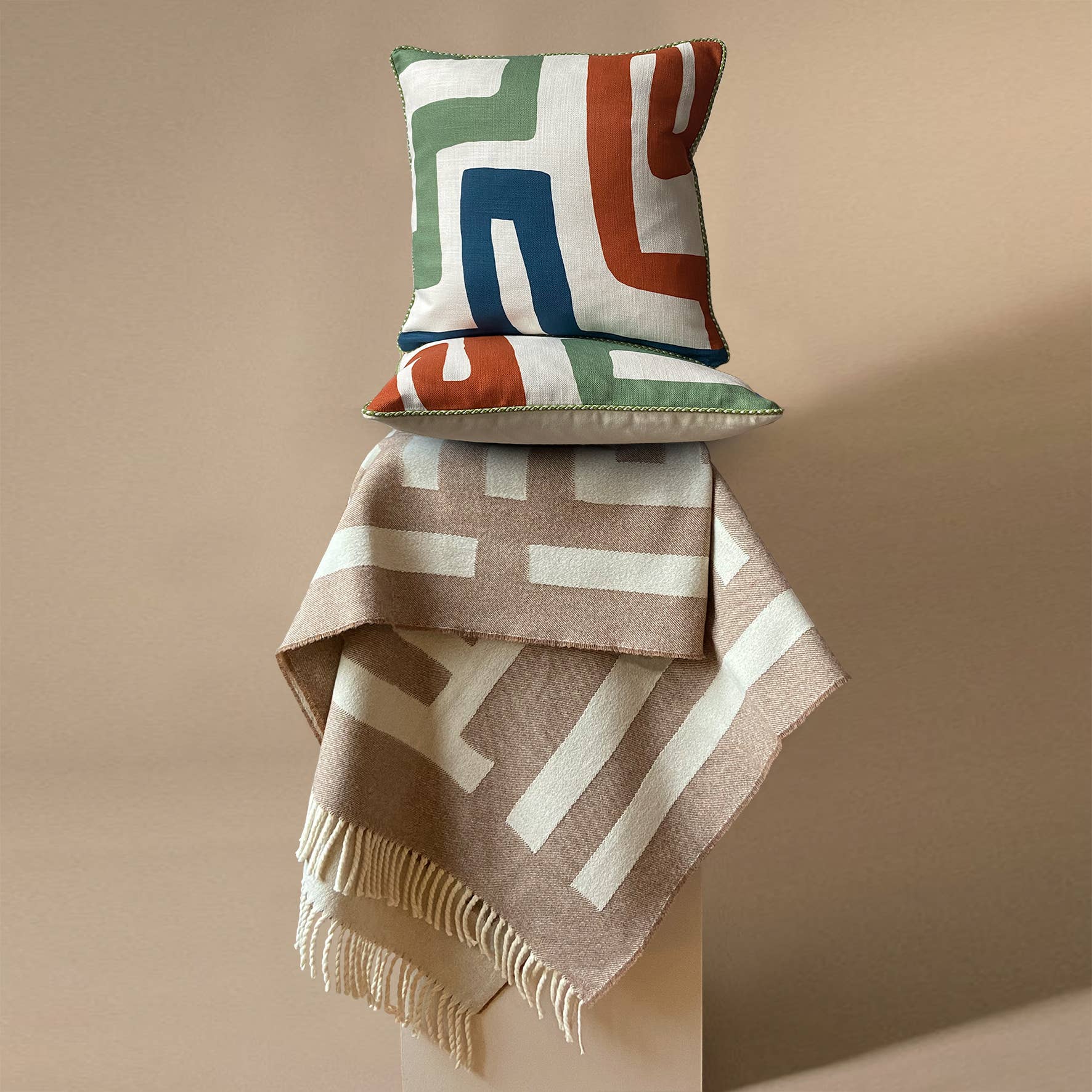 Rainer Beige Recycled Wool Throw