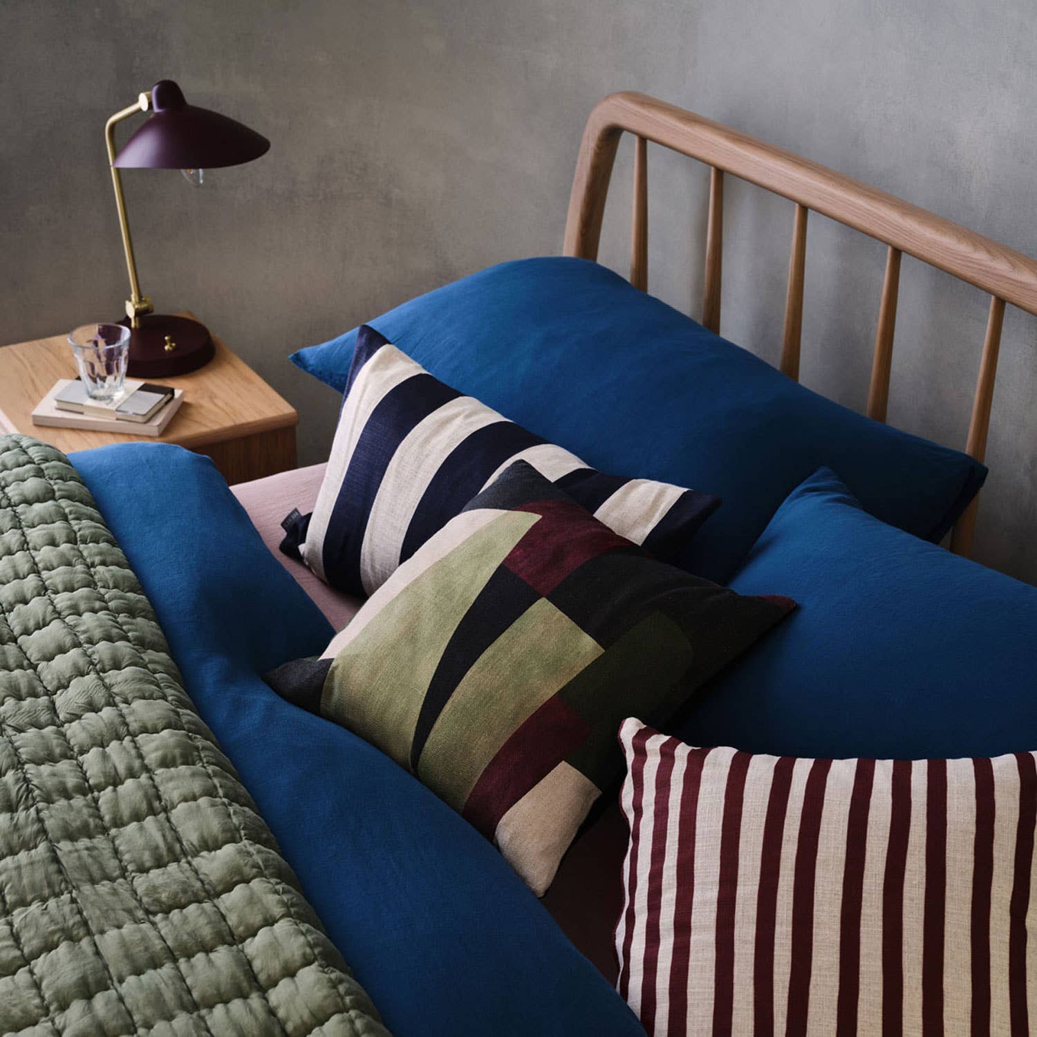 Elmer Abstract Green Linen Cushion