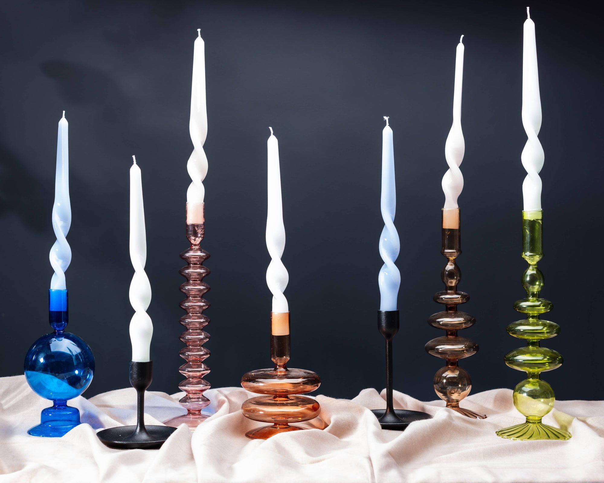 Taper Coloured Glass Candle Holder | Champagne