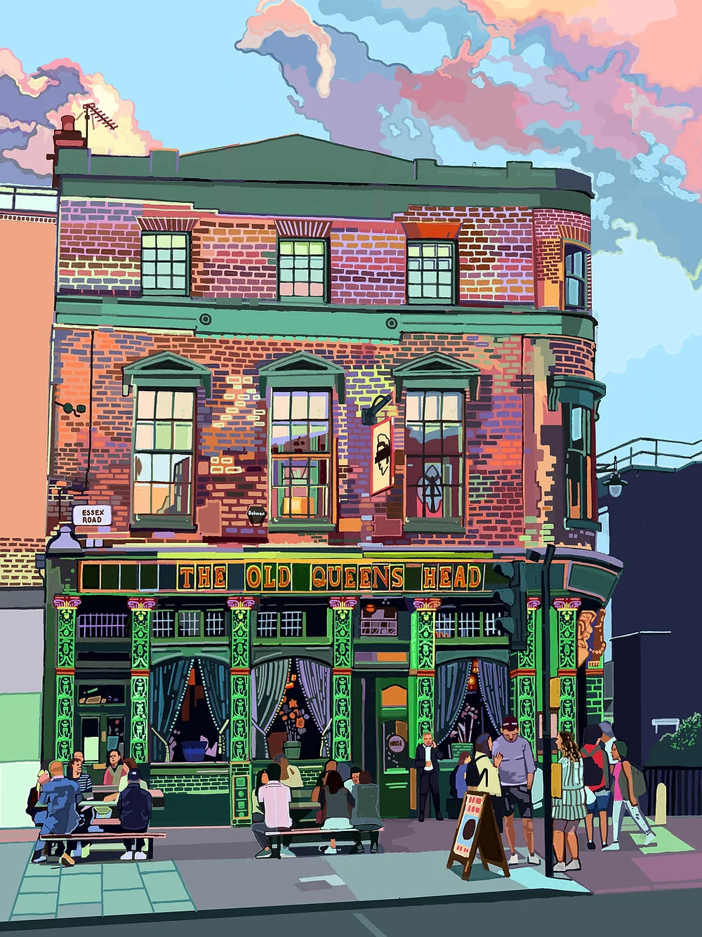 'The Old Queens Head' A3 Print by Tomartacus