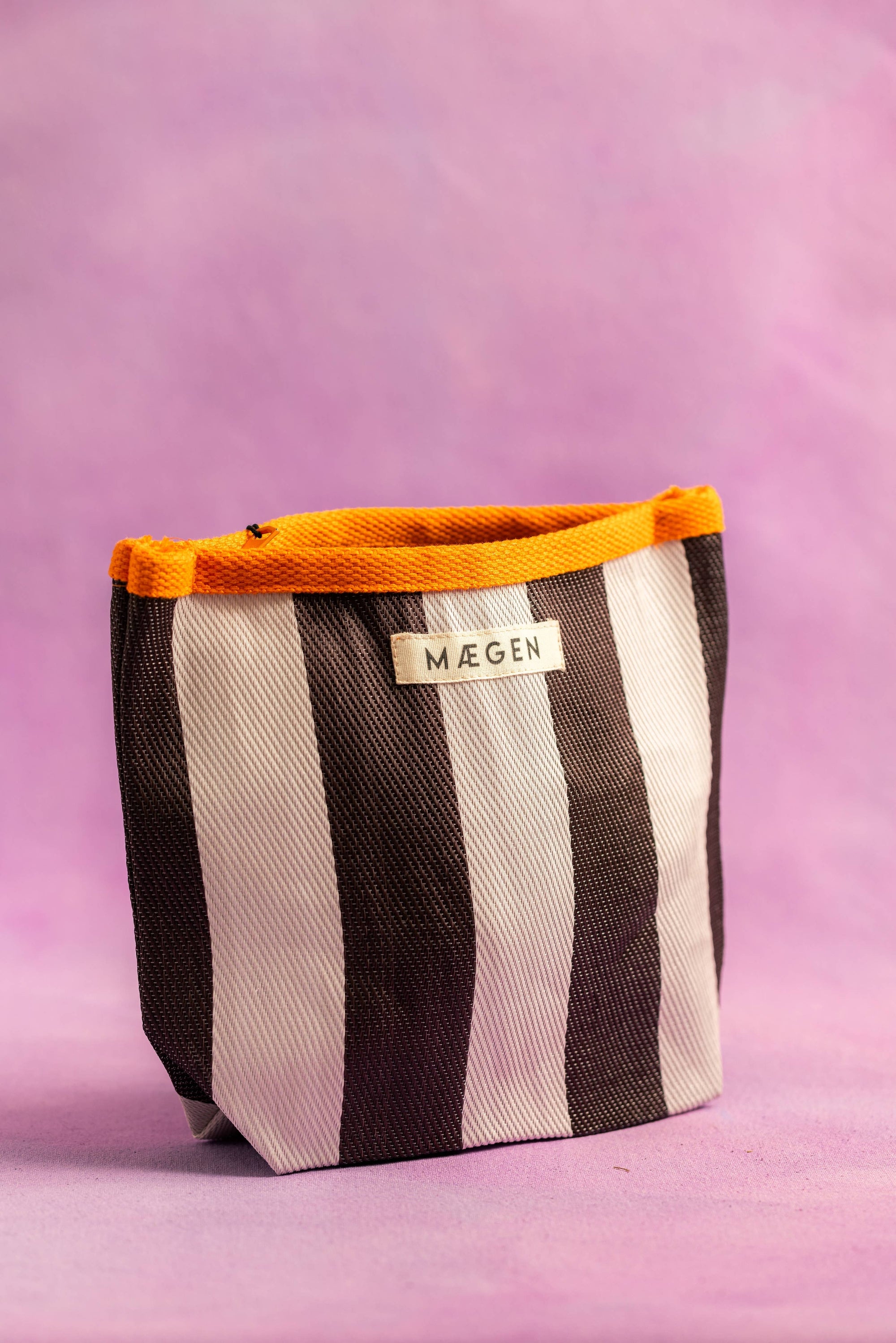Striped Pouch | Orange, White & Aubergine