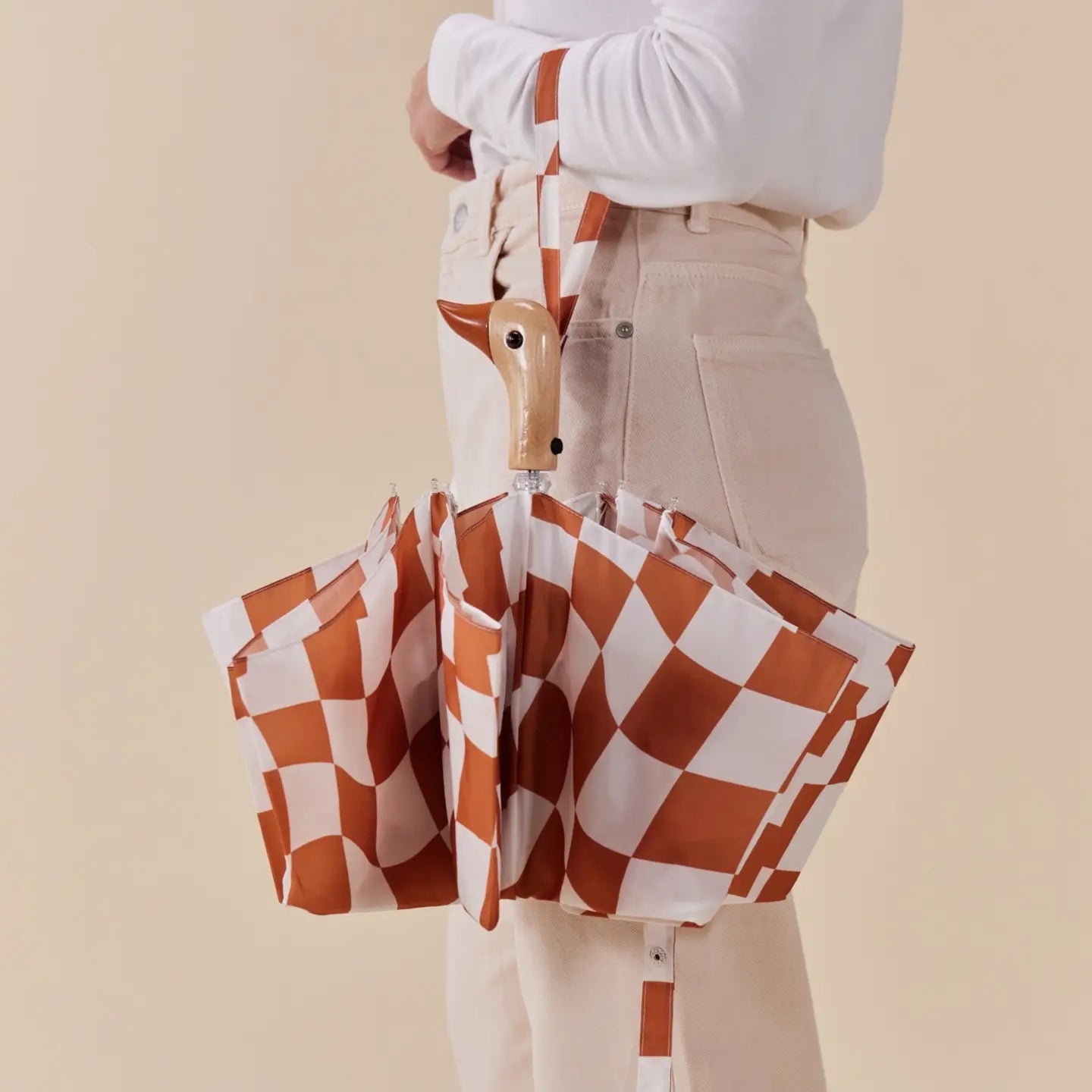 Peanut Butter Checkers | Compact Eco-Friendly Umbrella