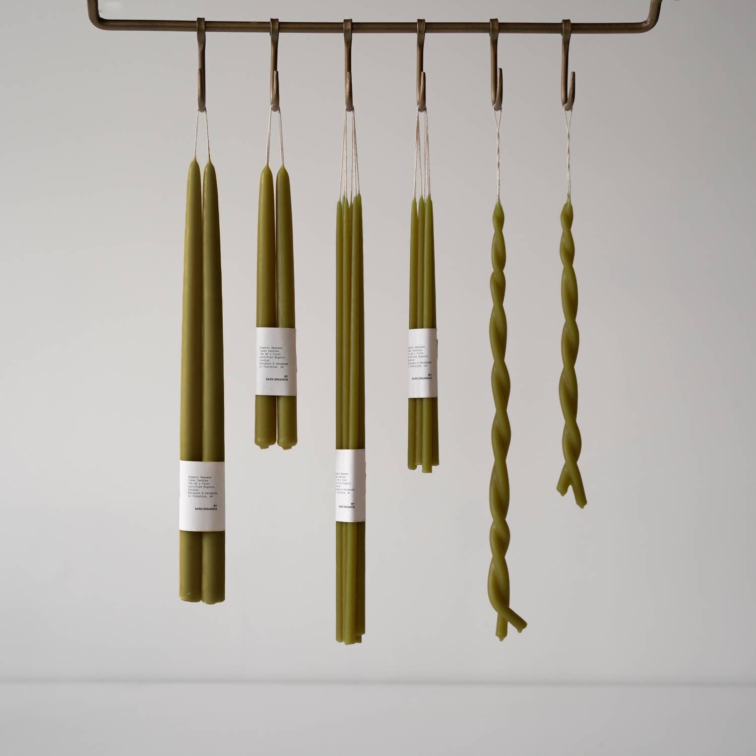 SKAR ORGANICS 10" Hand Dipped Beeswax Candles | Green Tea