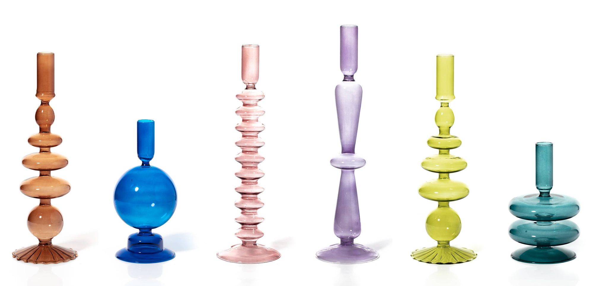 Taper Coloured Glass Candle Holder | Rose quartz