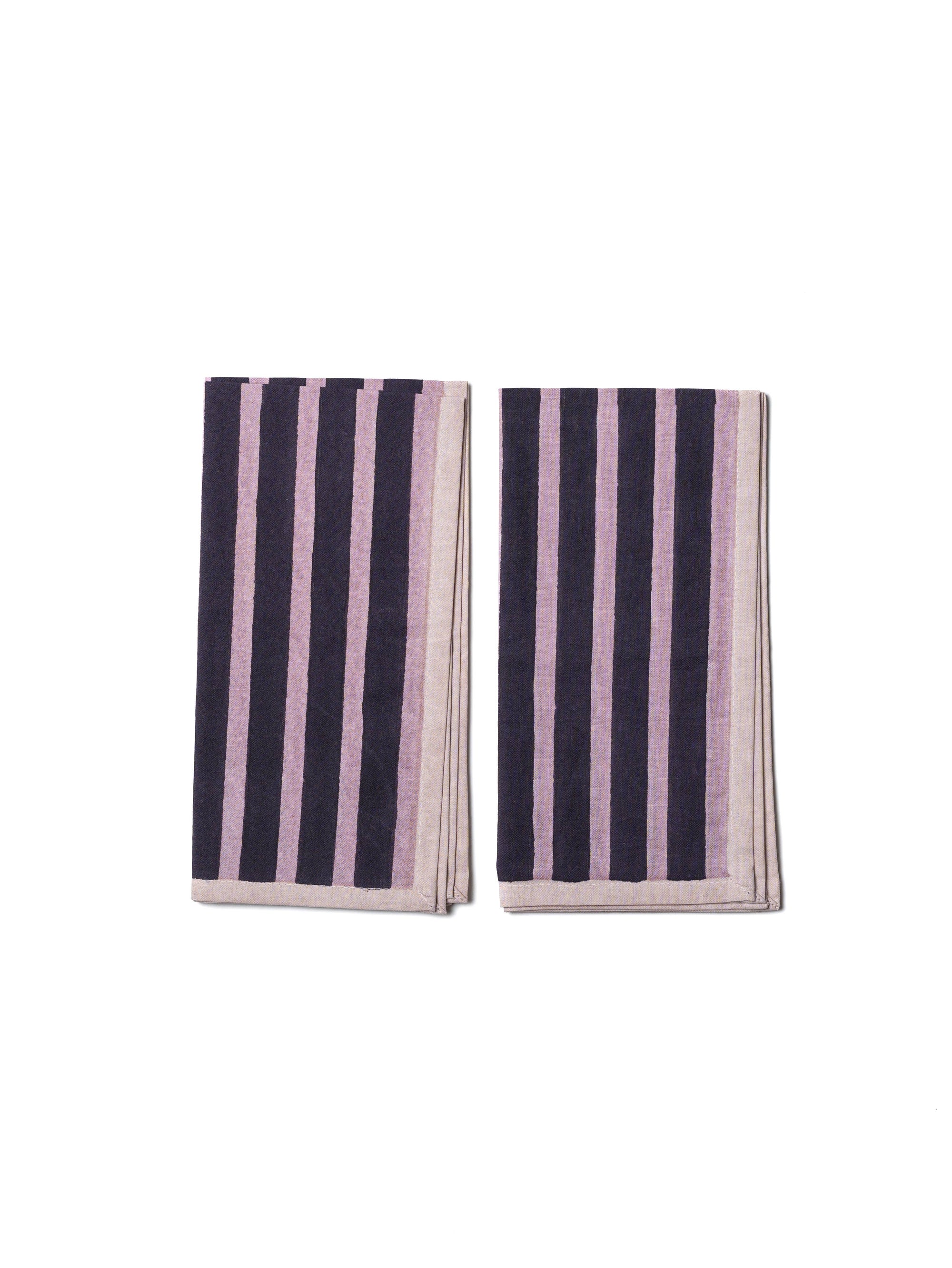 Block Stripe Napkins x 2 | Aubergine & Mauve