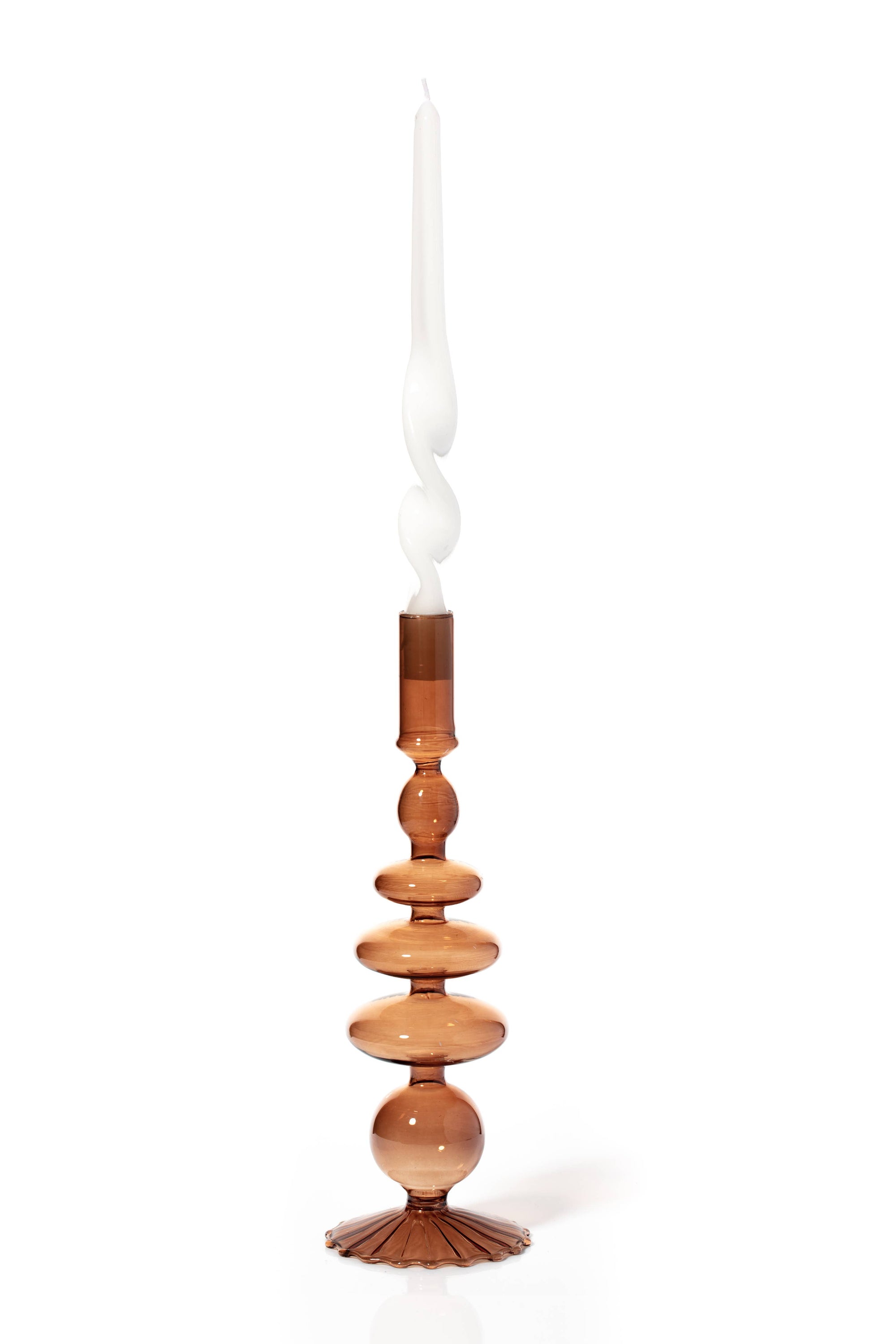 Taper Coloured Glass Candle Holder | Champagne