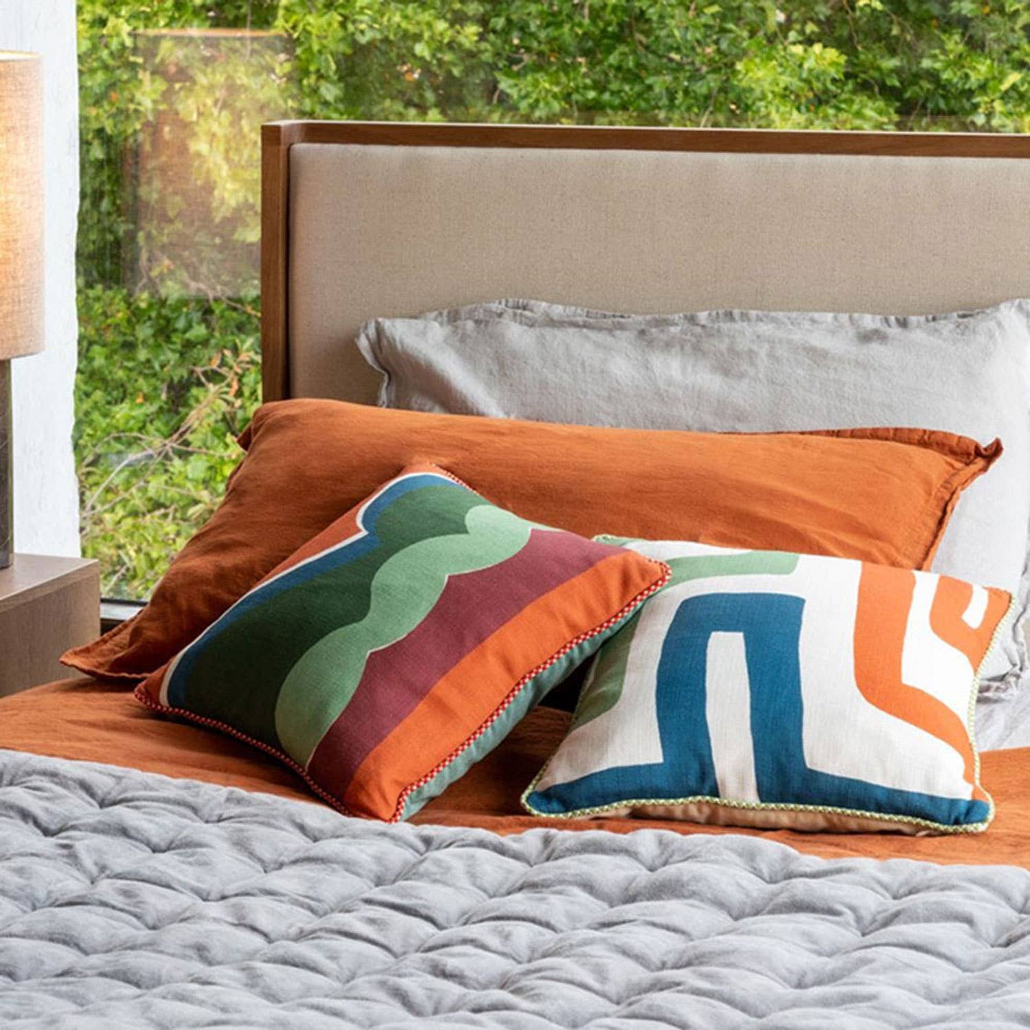 Cora White Linen Piped Cushion