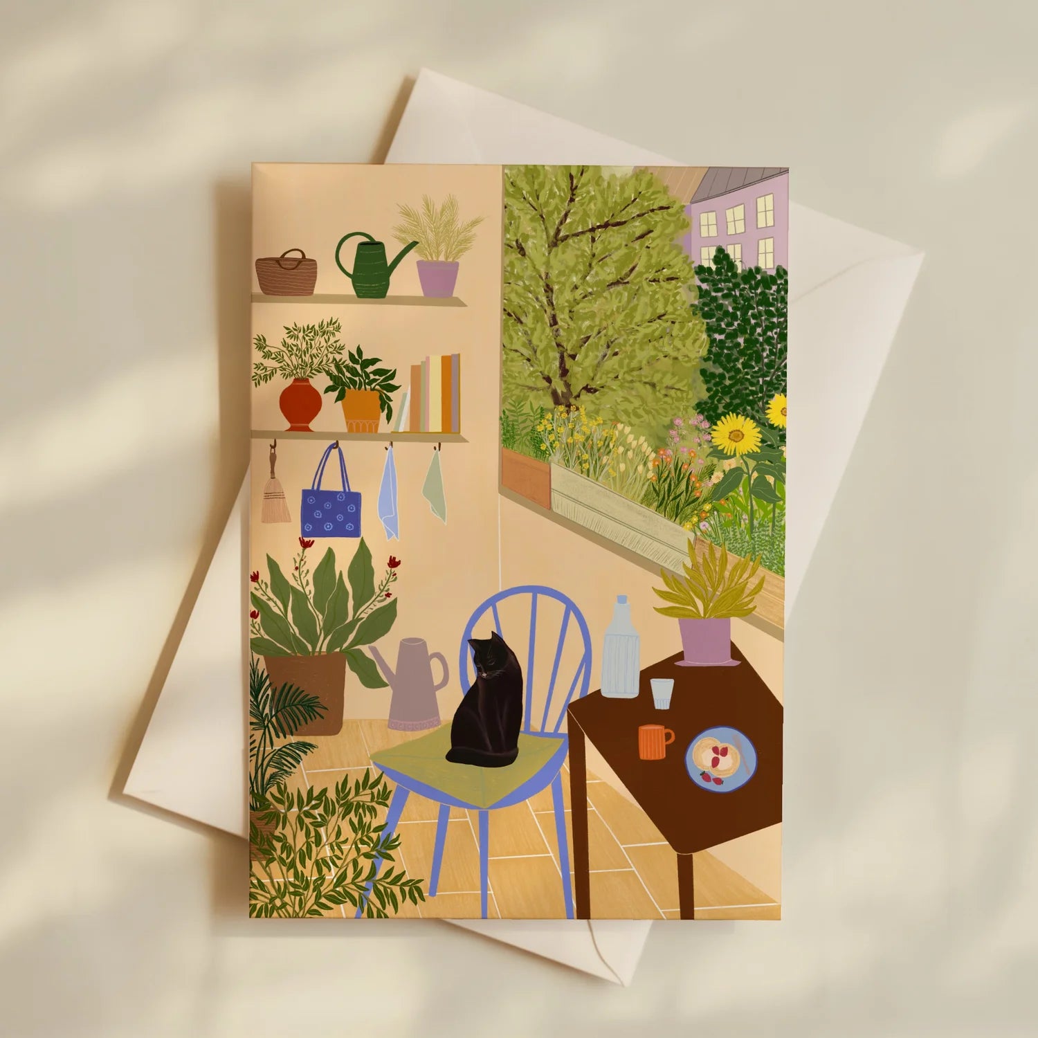 'Black Cat' Mini Greeting Card by Elsa Eleni