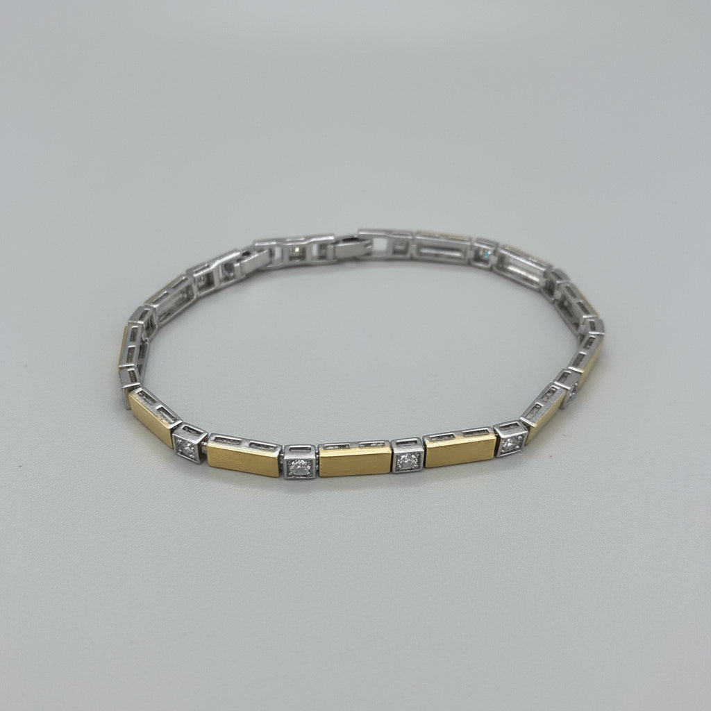 14ct Gold Plated Bracelet with Cubic Zirconia Baguettes