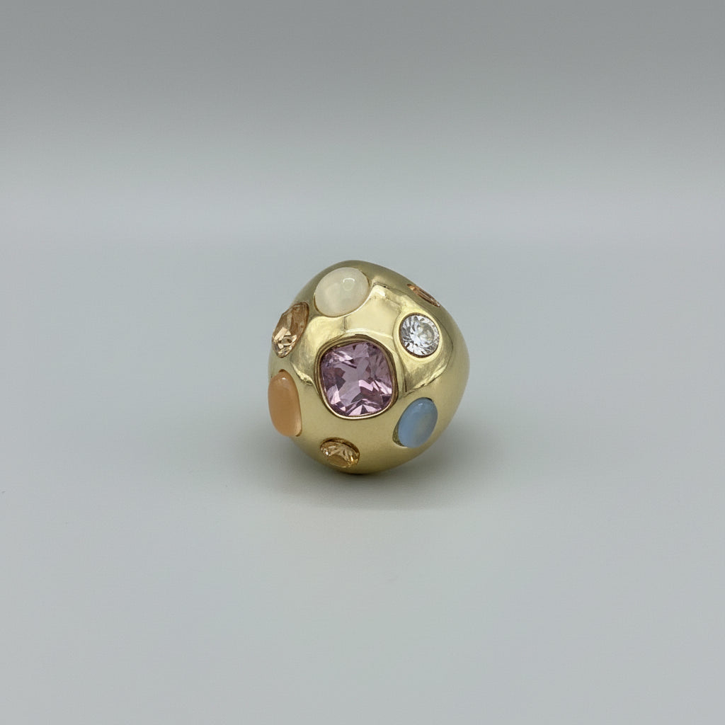 14ct Gold Plated Ring with Coloured Cubic Zirconias