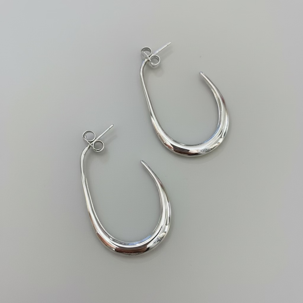 Large Sterling Silver Hoop Earrings