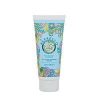 Tube of 'Alfresco' lotion with colorful design on a white background