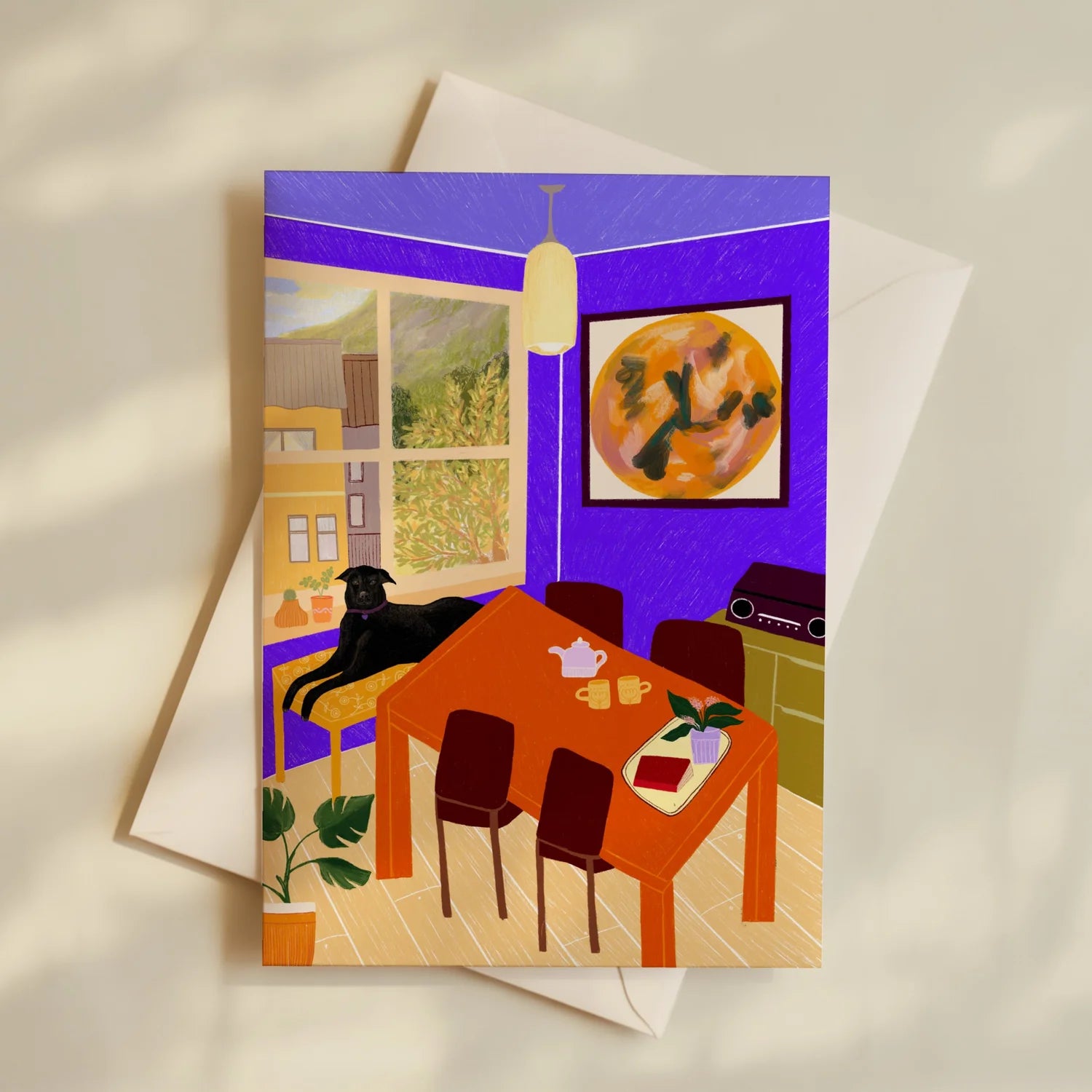 'Black Dog' Mini Greeting Card by Elsa Eleni