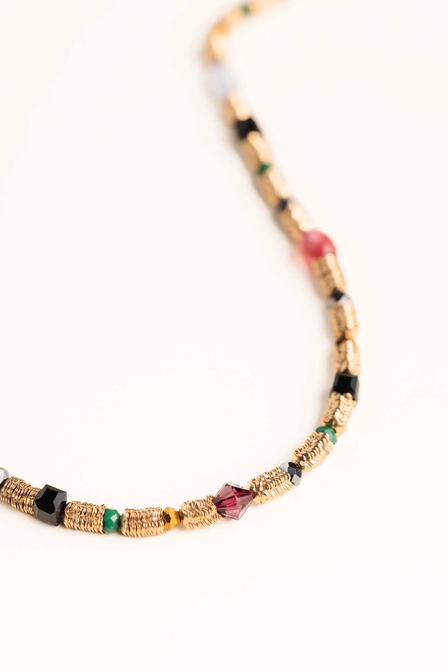 Hand-Beaded Gold & Multicoloured Necklace