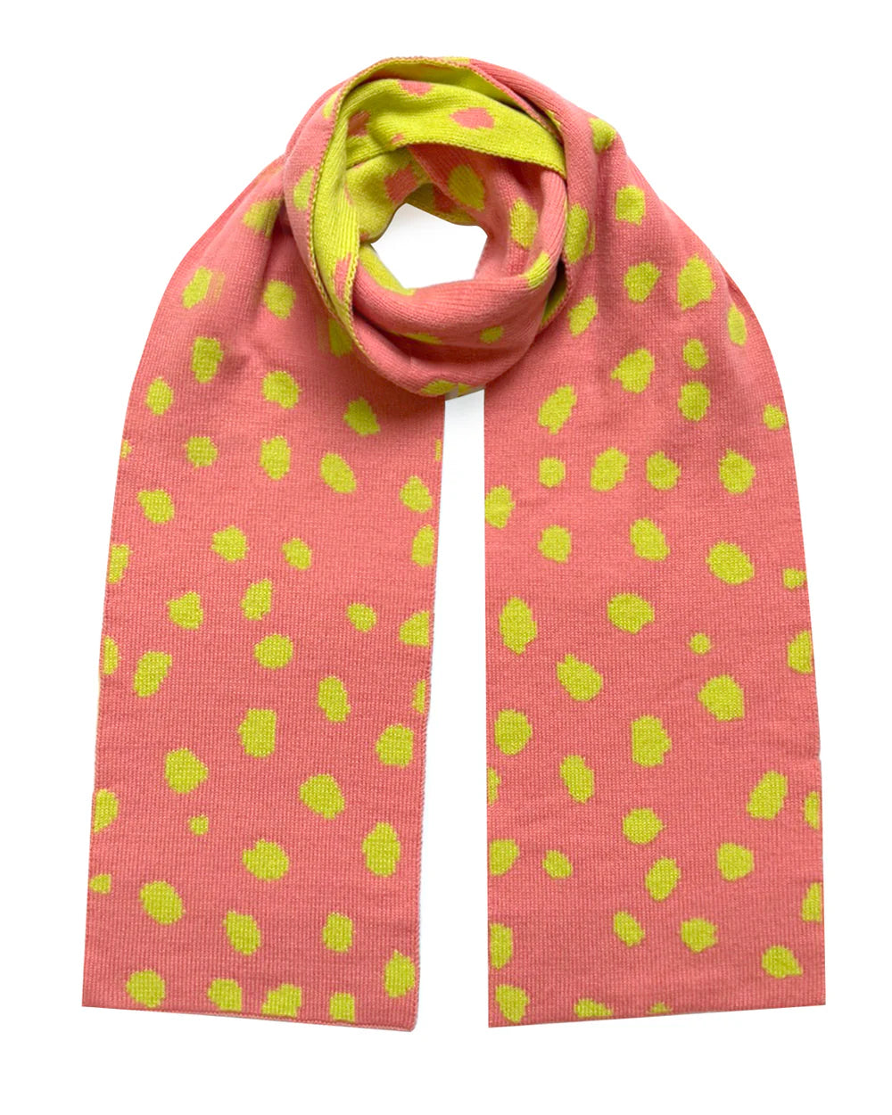 Scattered Dots Wool & Cashmere Scarf | Pink & Yellow