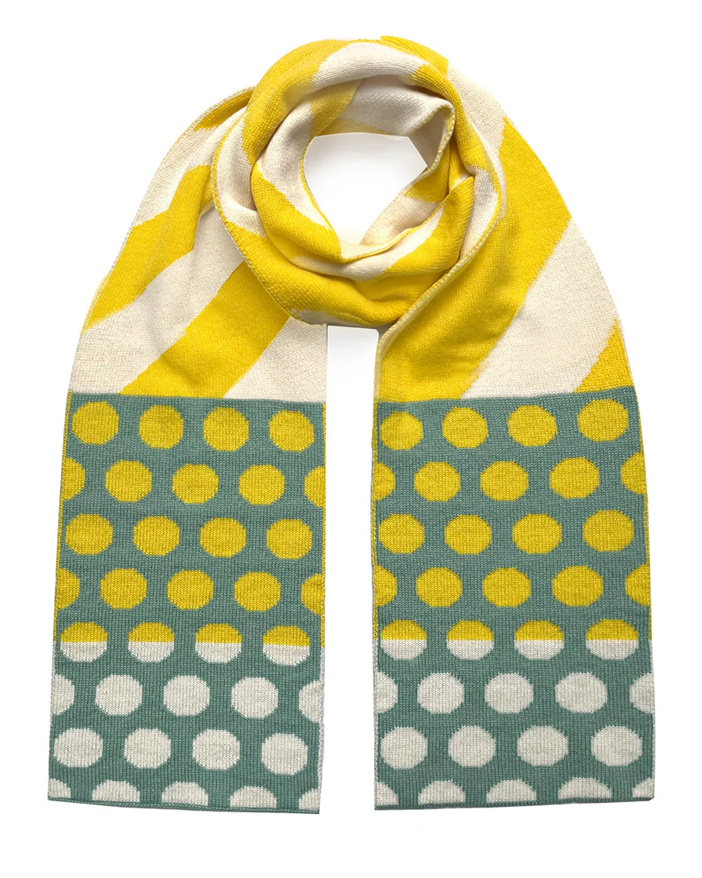 Stripes & Circles Wool & Cashmere Scarf | Yellow