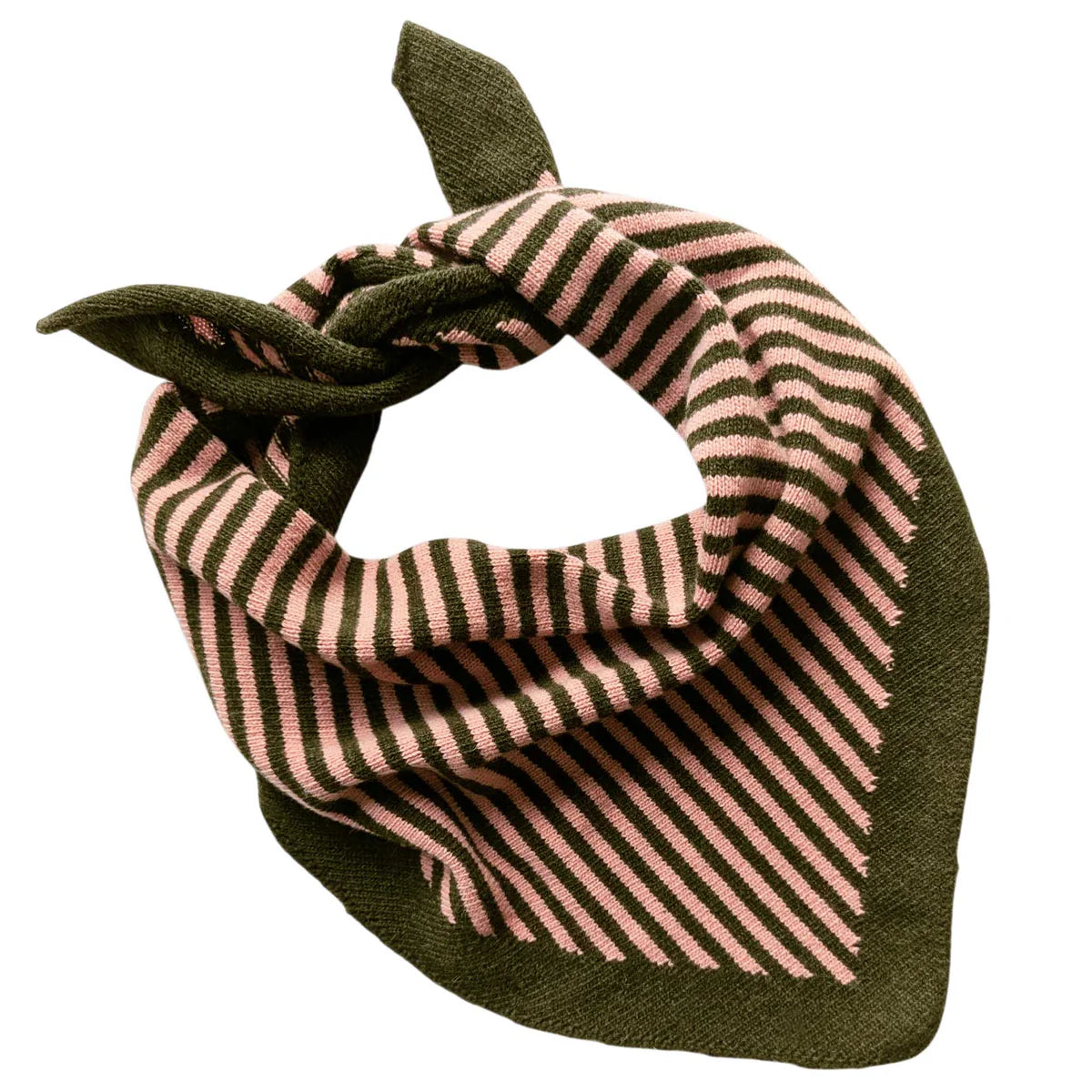 Lambswool Triangle Scarf | Green & Pink Stripe