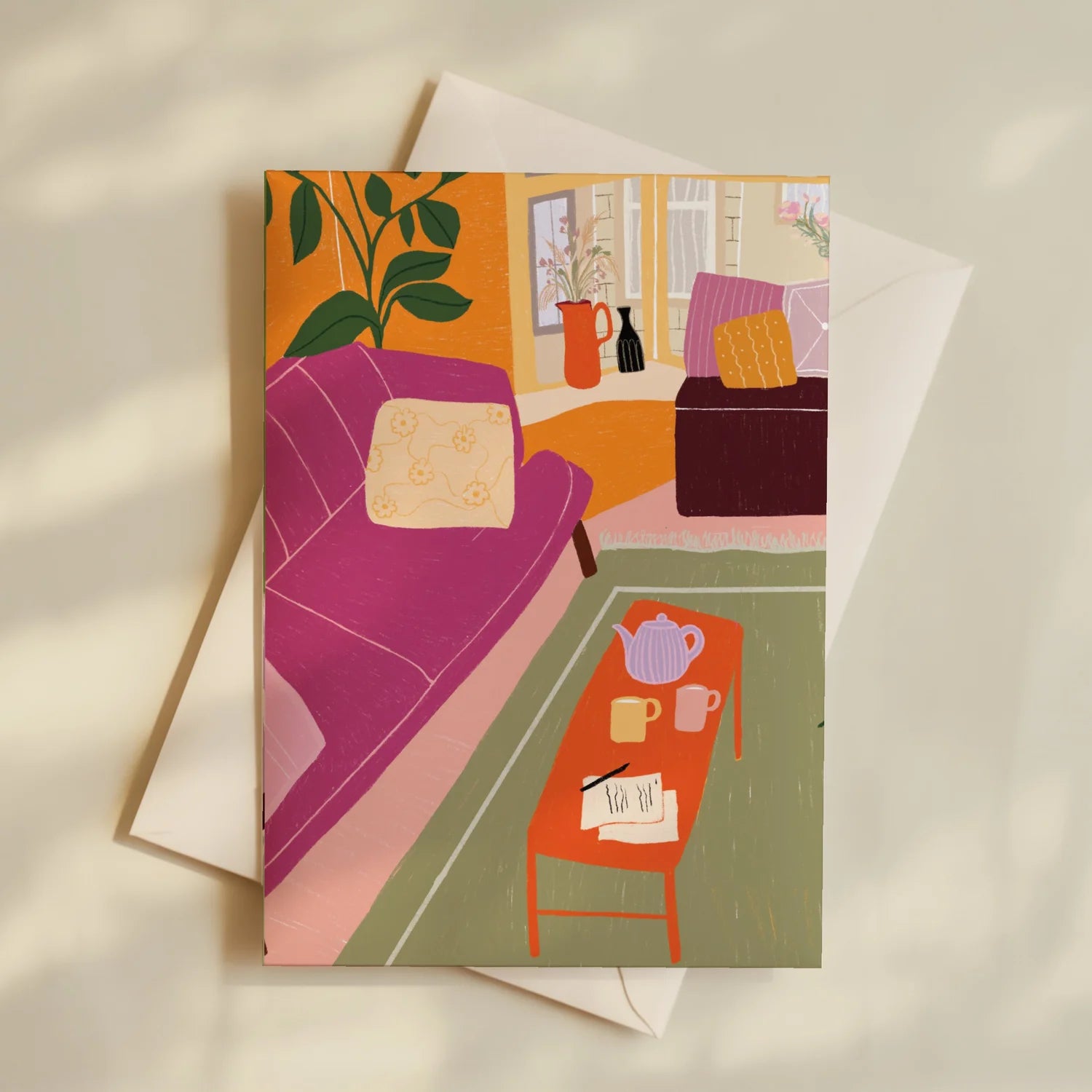 'Tea For Two' Mini Greeting Card by Elsa Eleni