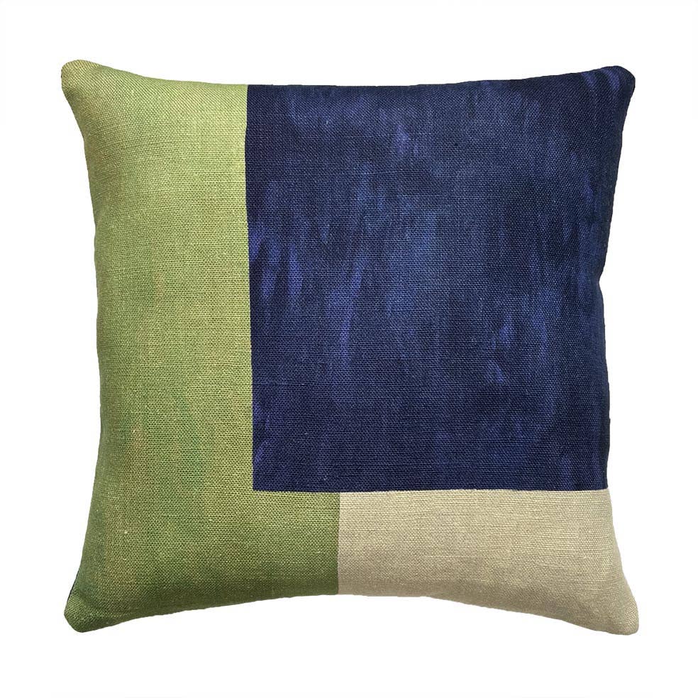 Arlo Abstract Blue Linen Cushion