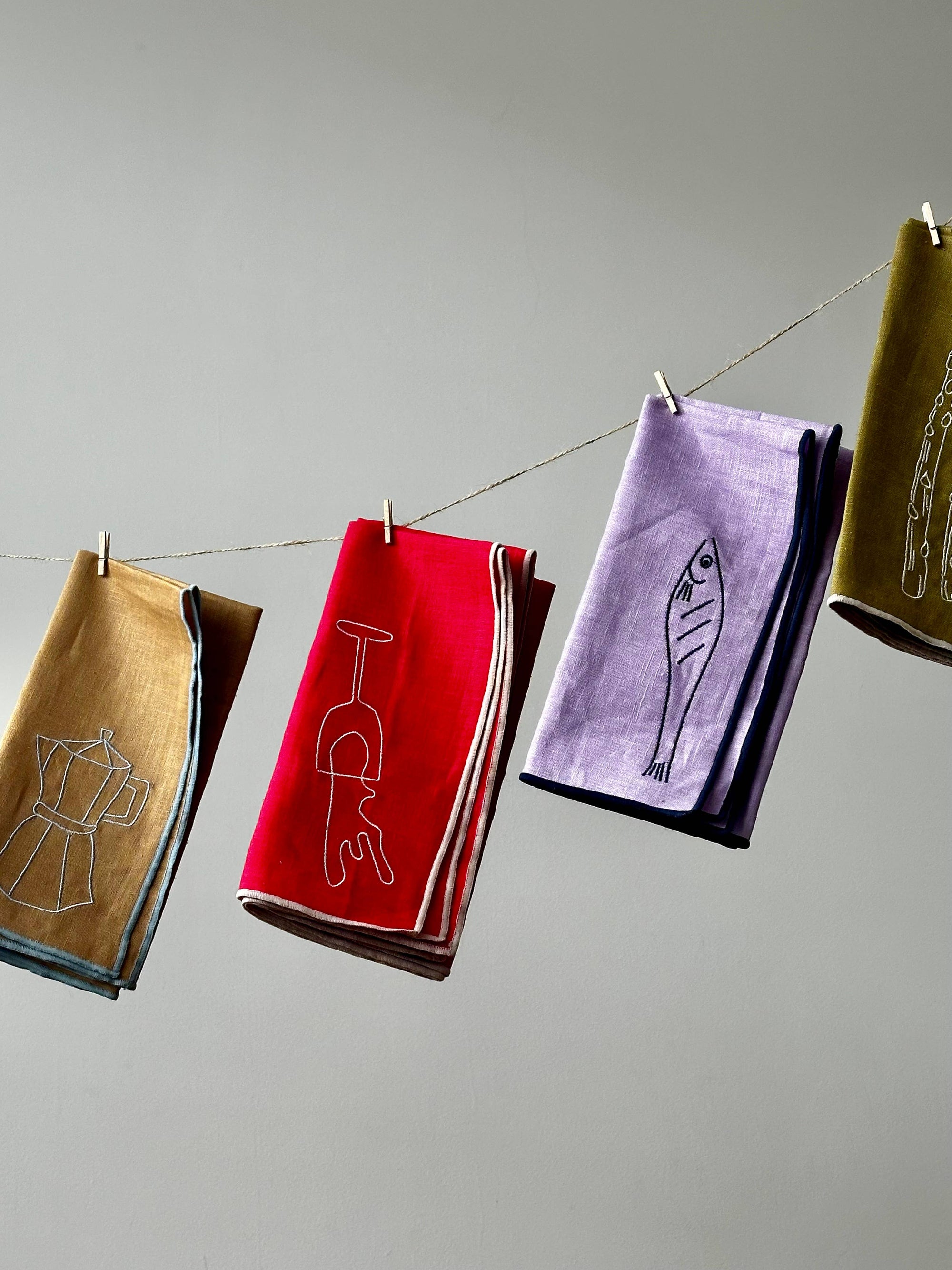 Set of 2 Linen Blend Napkins | Asparagus