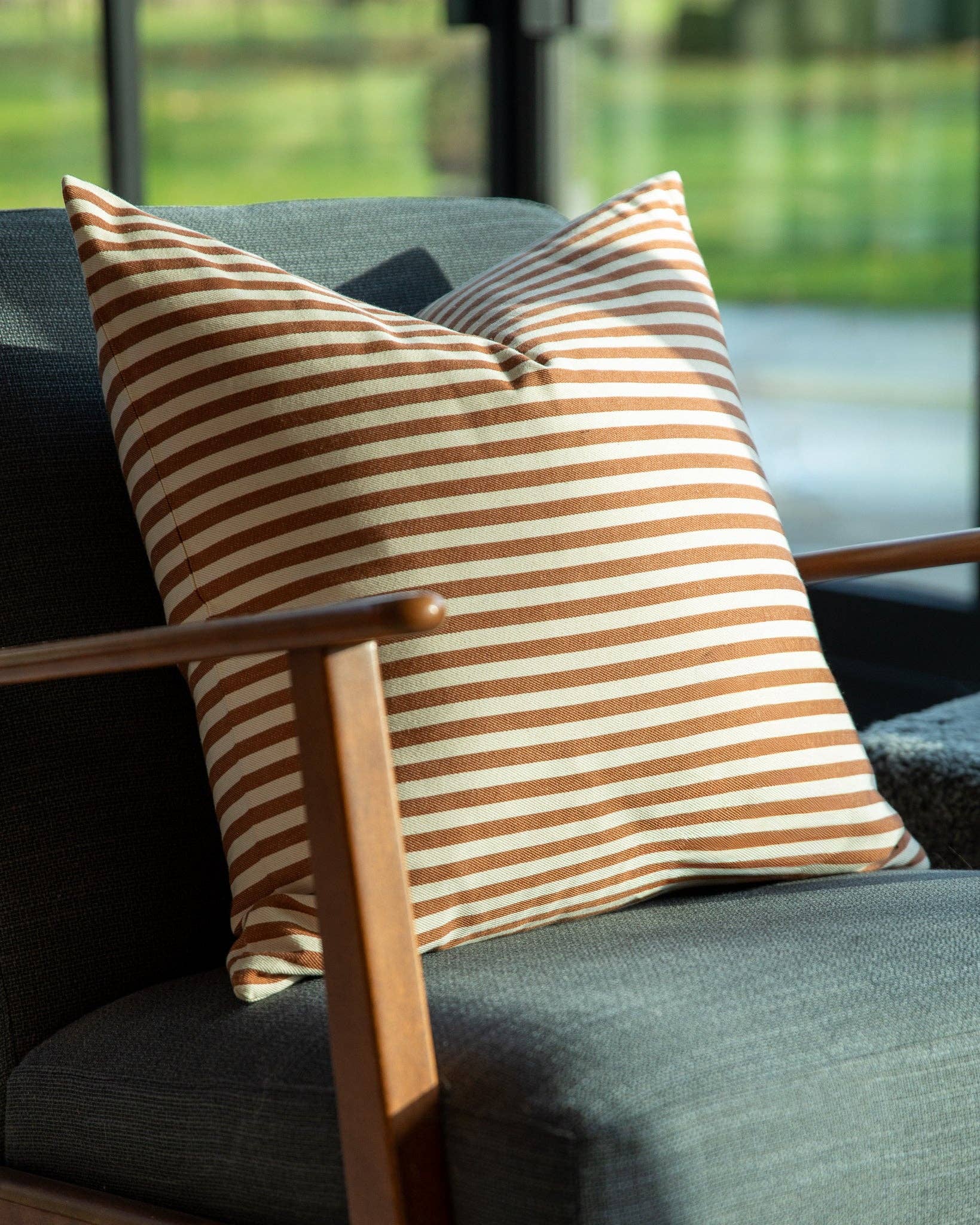 Jasper Stripe Cushion | Rust & Ecru