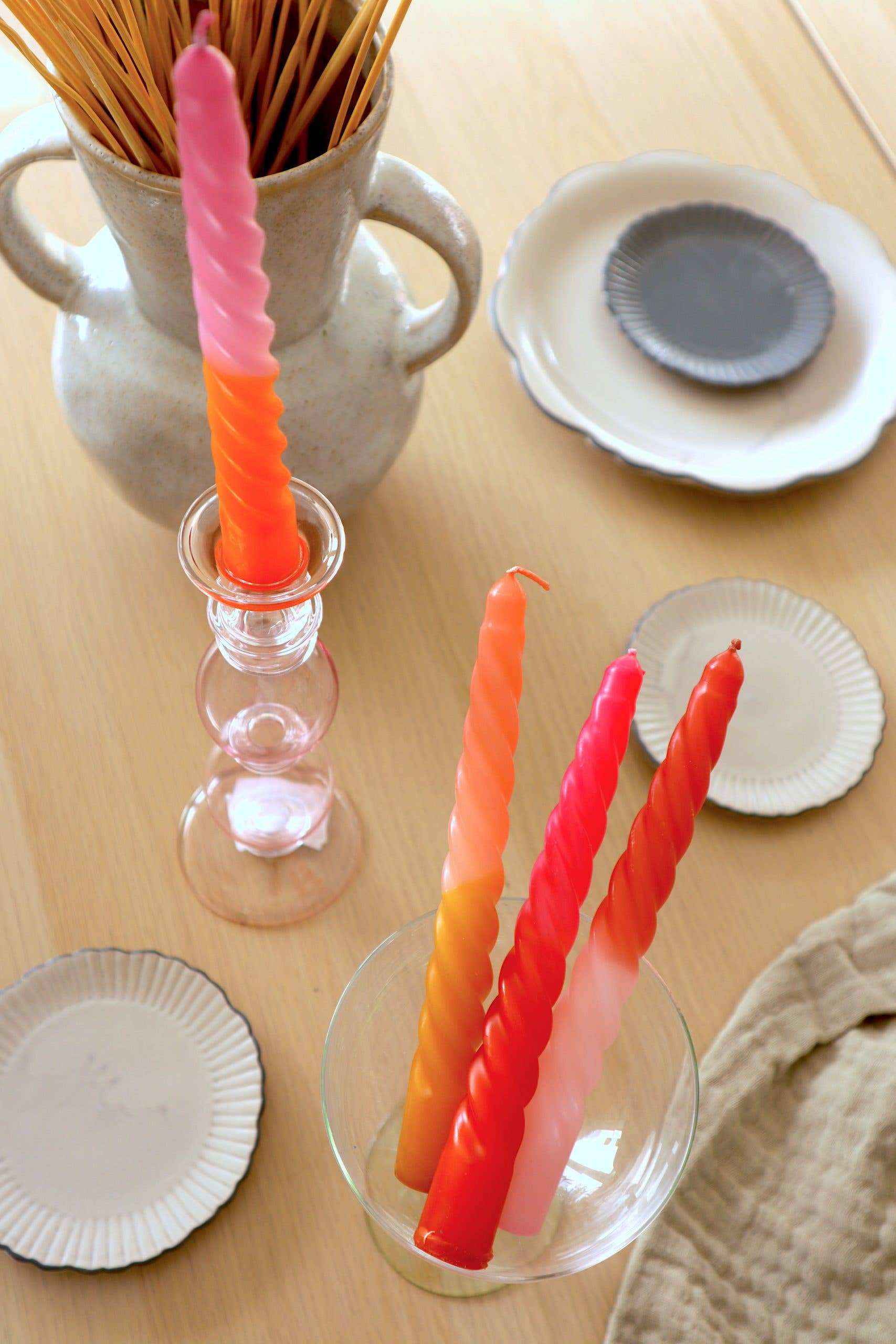 Twisted Dip Dye Dinner Candles (Set of 4) | Lovers In Paris