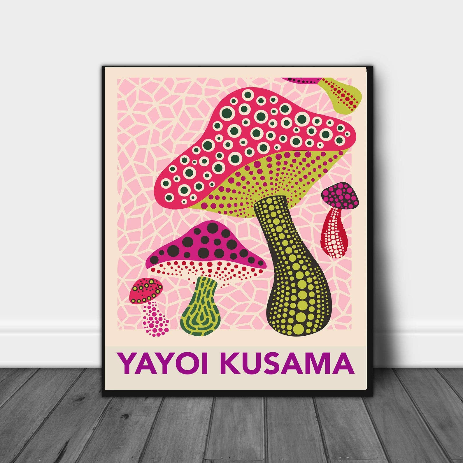 Yayoi Kusama Pink Mushroom A3 Art Print