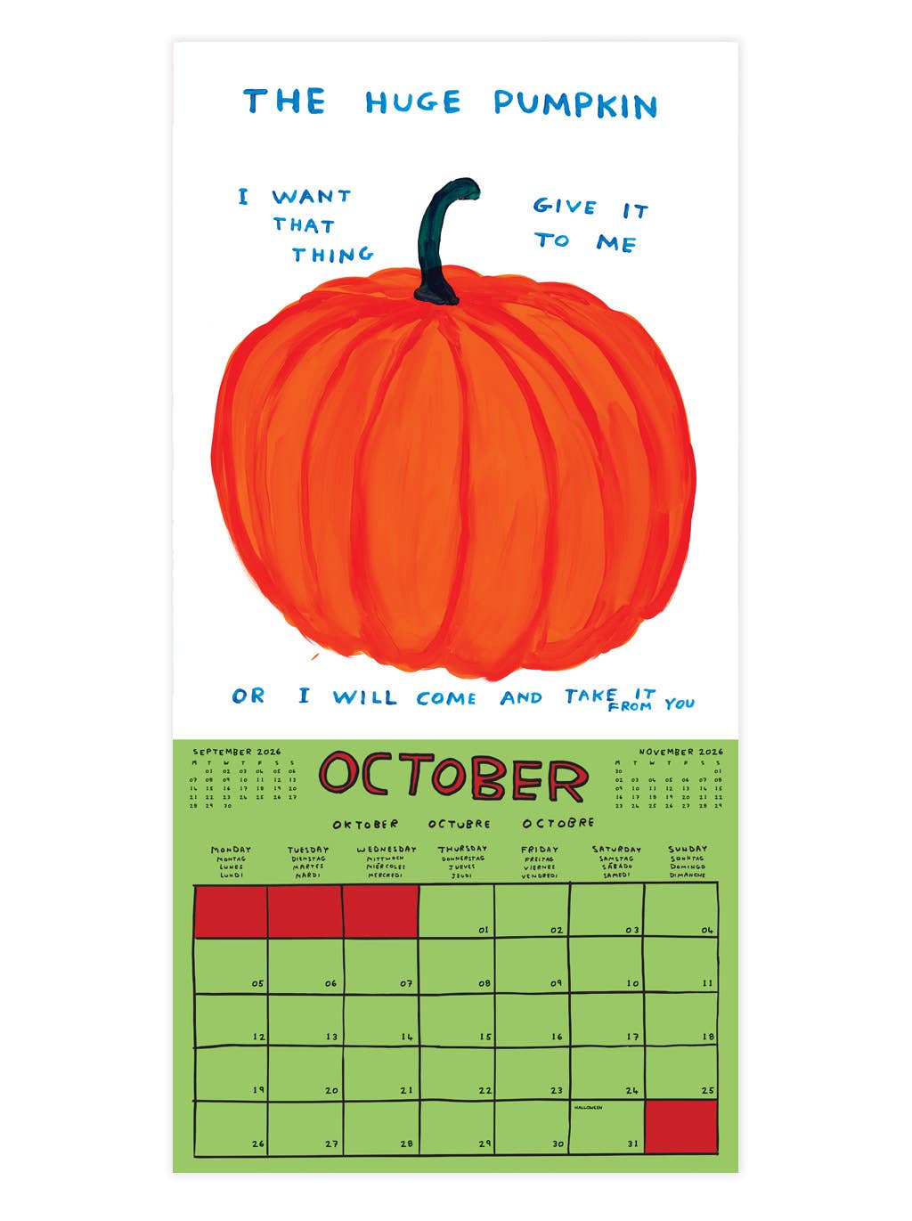 David Shrigley Official and Exclusive 2026 Wall Calendar