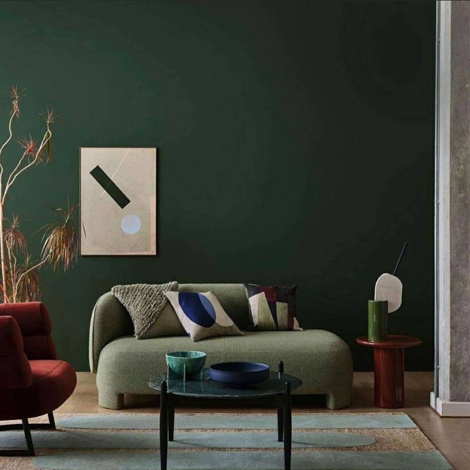 Elmer Abstract Green Linen Cushion