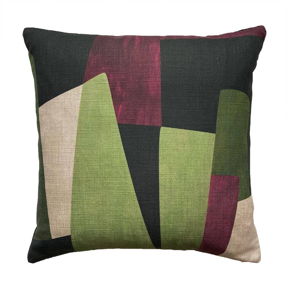Elmer Abstract Green Linen Cushion