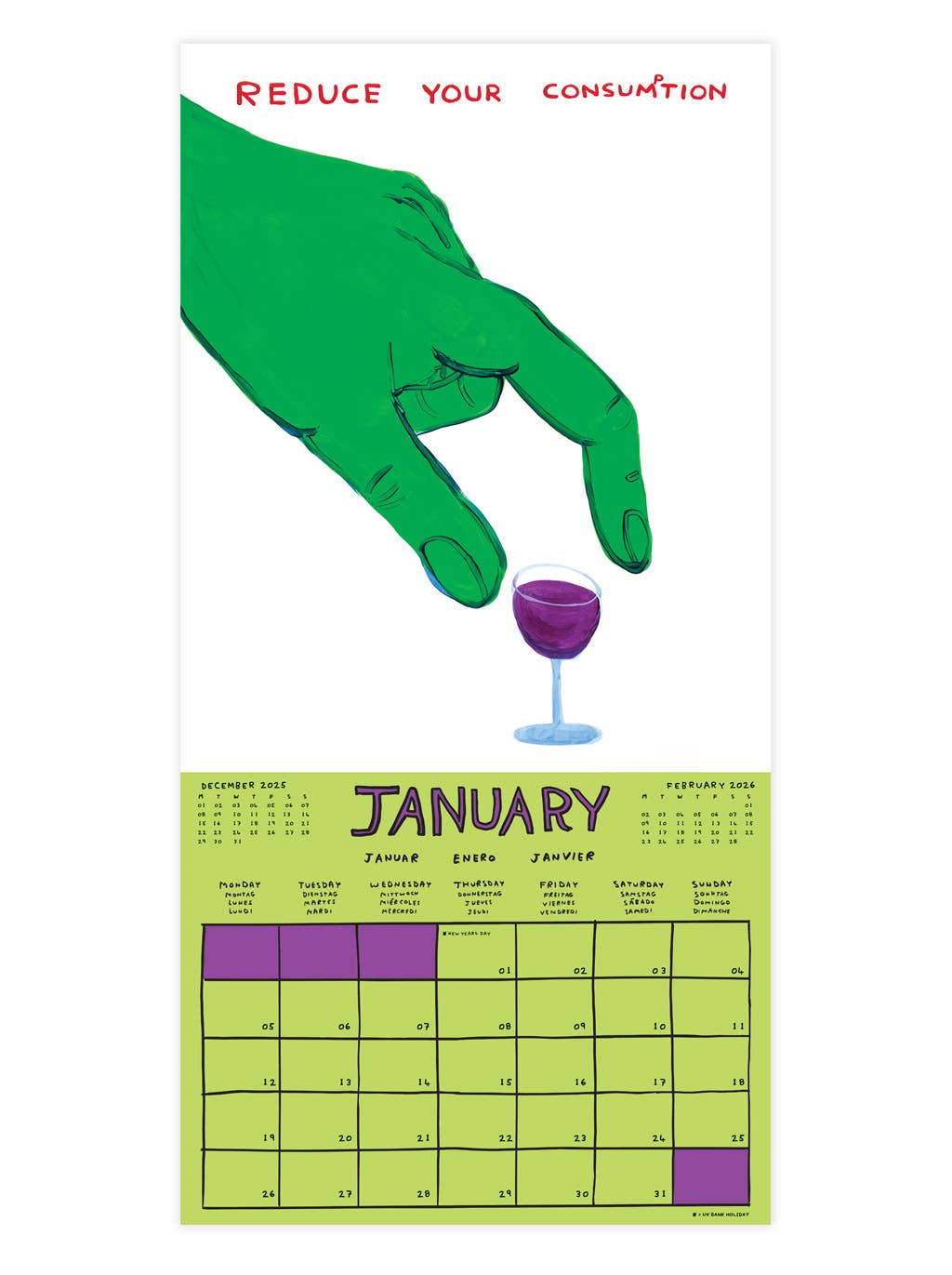 David Shrigley Official and Exclusive 2026 Wall Calendar