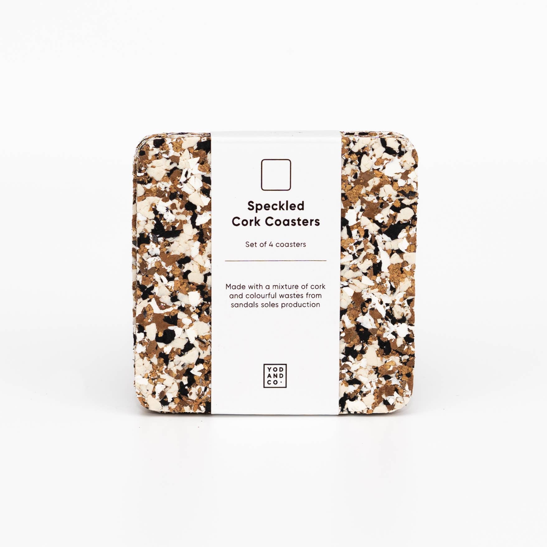 Set of 4 Speckled Square Cork Coasters | Black