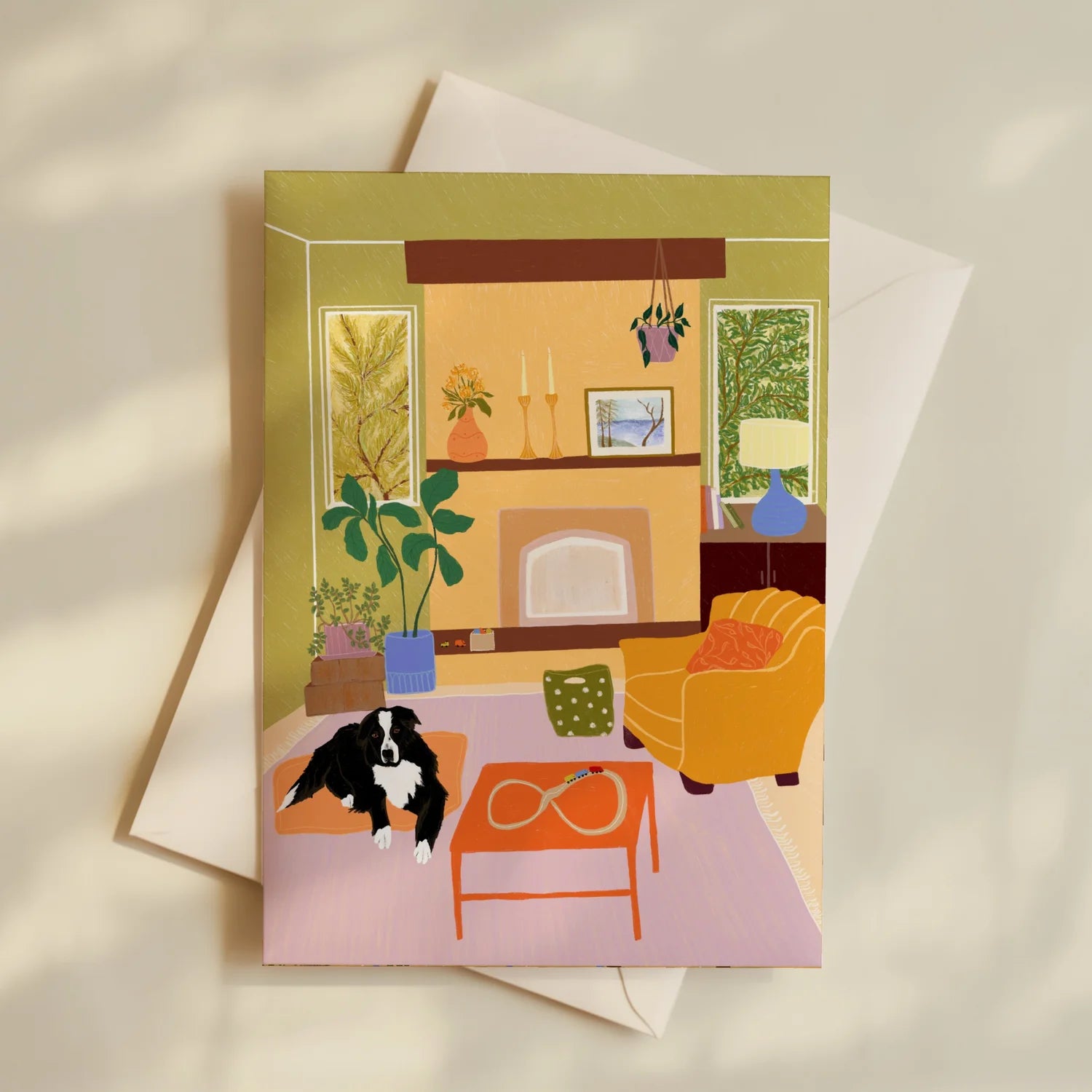 'Fluffy Dog' Mini Greeting Card by Elsa Eleni