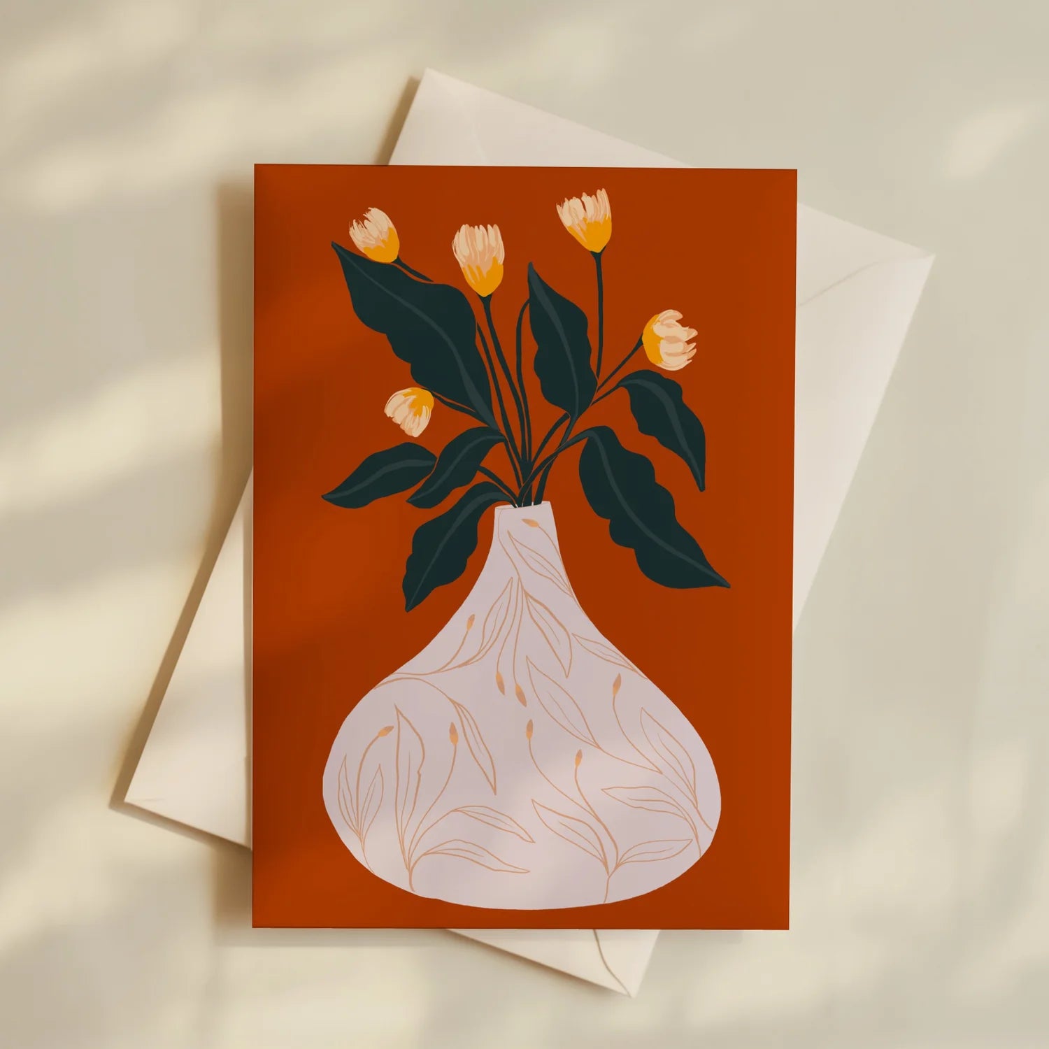 'Orange Vase' Mini Greeting Card by Elsa Eleni