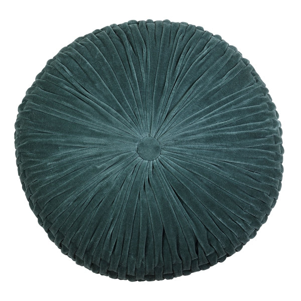 Velvet Round Handmade Pillow | Teal