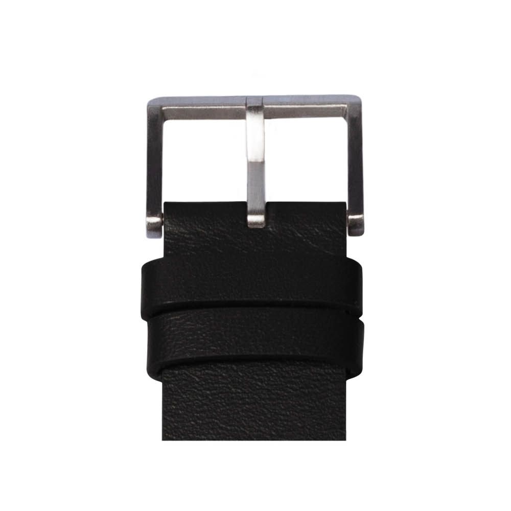 LEFF amsterdam tube watch D42, steel/black leather strap 42mm